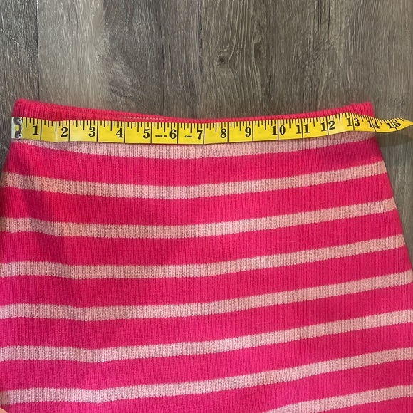 Strapless 2 piece sweater dress,skirt, tube top, Pink,white stripped, Large,New - Picture 4 of 8